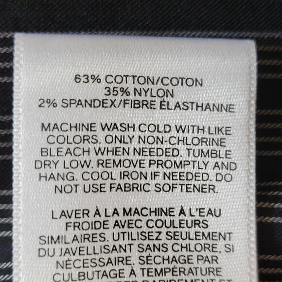 Express Men's L Button Down Shirt Long Sleeve 2 Button Cuff Pocket Black Stripe - Picture 12 of 13